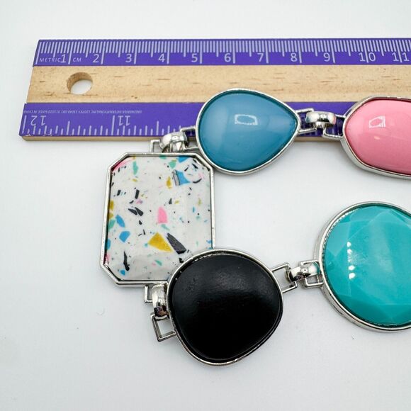 Vintage 90s Pop Necklace Colorful Adjustable Fun Retro Chain Lightweight - Picture 10 of 11